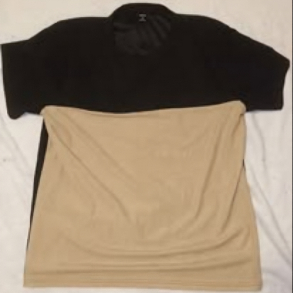 Mens NWOT XL Shein Tan and Black Color block Shirt, Feels Like Soft Cordoroy